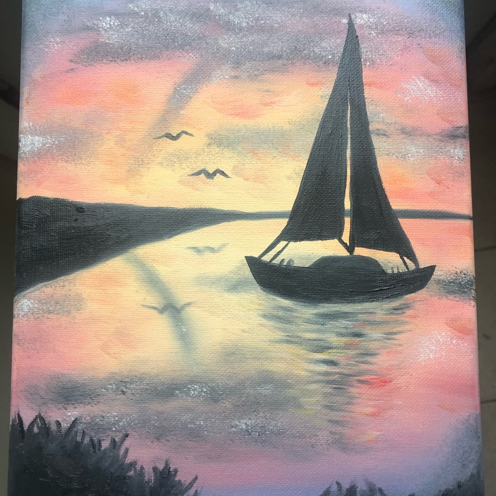 Sunset Sailboat Canvas Art